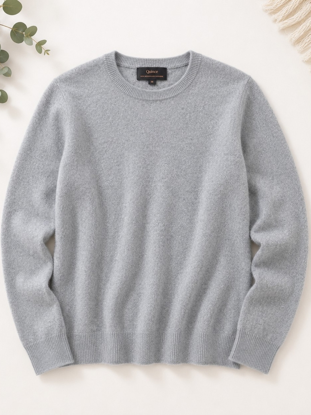 Quince 100% Mongolian Cashmere Sweater Gray Crewneck Women's Medium